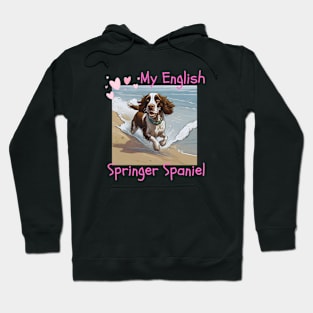 English Springer Spaniel on the beach Hoodie